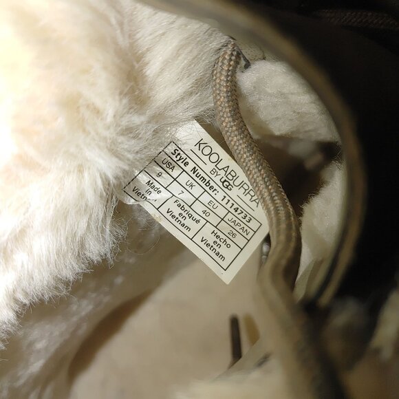 UGG Womens Winter Boots Size 9 Koolaburra Faux Fur Lined Beige  White - Picture 3 of 8